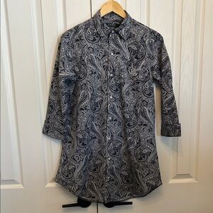Lauren Ralph Lauren Dark Blue Paisley Blouse